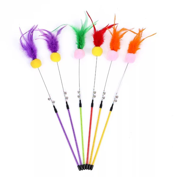 Colorful Ball Feather Cat Toy Stick