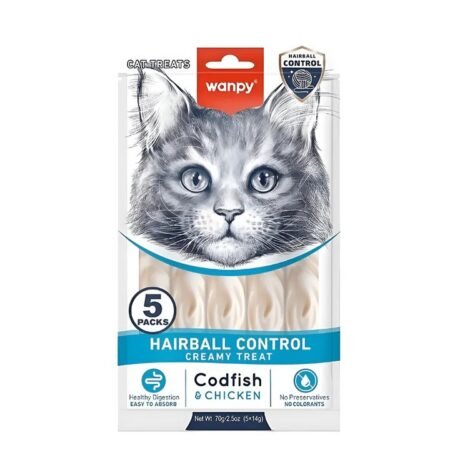 Wanpy Hairball Control Creamy Treat with Codfish & Chicken