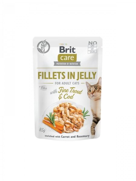Brit Care Cat Pouch Fillets In Jelly For Adult Cats With Fine Trout And Cod – 85 Gram