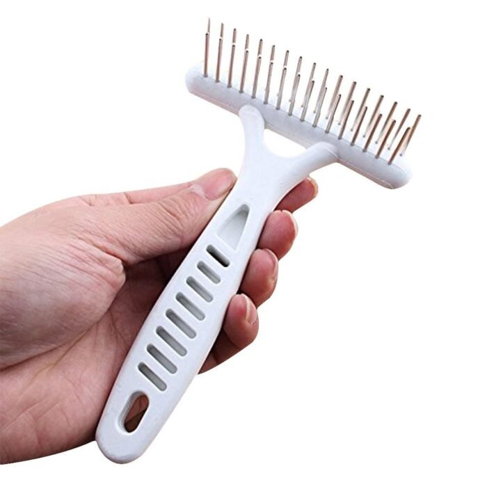 Pet Rake Comb 2 Rows Stainless Steel Teeth Anti-Static